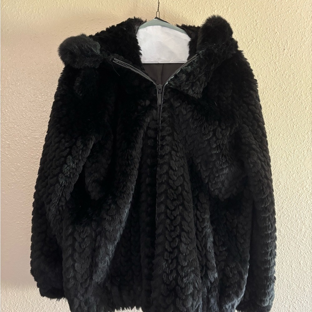 Gallery Black Faux Fur Women's Coat
